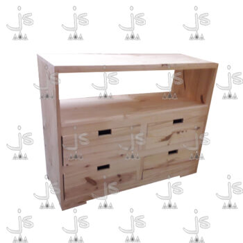 Comoda Ferretera 2×2 con cuatro cajones y un estante hecho de madera de pino. Fabricado por JS. Fábrica de muebles.