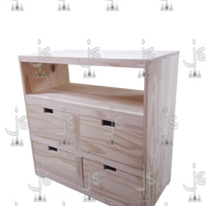 Comoda Ferretera de cuatro cajones de 1.00 con un estante hecho de madera de pino. Fabricado por JS. Fábrica de muebles.