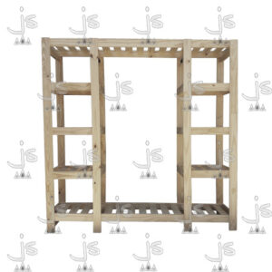 Vestidor de 1.80 con ocho estantes hecho de madera de pino. Fabricado por JS. Fábrica de muebles.