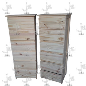 Chifonier super eco reforzado de seis cajoneras hecho de madera de pino. Fabricado por JS. Fábrica de muebles.