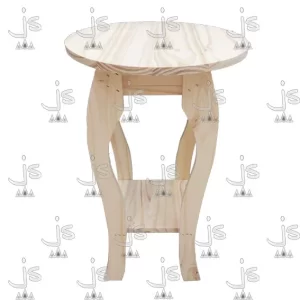 mesa redonda candy baja con estante fabricada en madera de pino por js muebles fabrica de muebles y carpinteria mayorista y minorista en san fernando