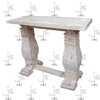 Mesa Recibidor Restoration 1.20 torneado de cuatro patas hecho de madera de pino. Fabricado por JS. Fábrica de muebles.