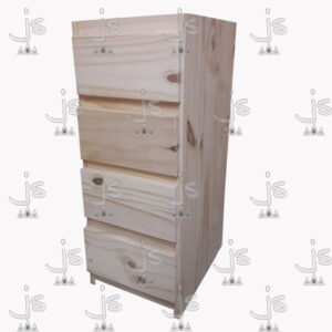 Cajonera de cuatro cajones para escritorio combinable hecho de madera de pino. Fabricado por JS. Fábrica de muebles.
