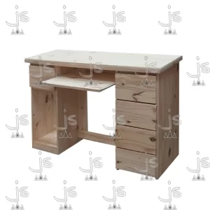 escritorio 1.20 mtros de madera maciza de pino para pc con 6 cajones bandeja con corredera metalica para teclado realizado por js fabrica de muebles