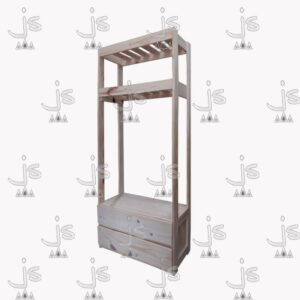 Vestidor de 1.80 con dos estantes y dos cajones hecho de madera de pino. Fabricado por JS. Fábrica de muebles.