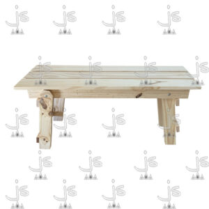 Banco plegable eco de 100 con patas reforzadas con parantes hecho de madera ded pino. Fabricado por JS. Fábrica de muebles.