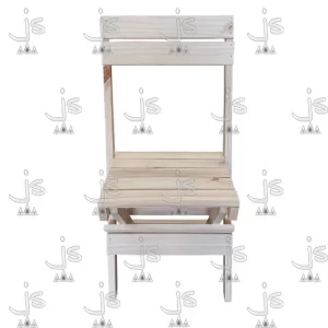 silla plegable vista de frente de madera de pino macizo fabricado por js fabrica de mubles, ubicada en san fernando, carupa, provincia de buenos aires