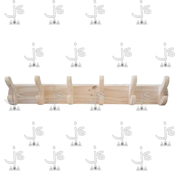 perchero con gancho reno por seis pinches de madera de pino macizo realizada por js fabrica de mubles, ubicada en san fernando, carupa, provincia de buenos aires