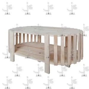 Mesa ratona Oval Varillada fabricada en madera de pino por JS Fabrica de muebles y carpinteria en San fernando