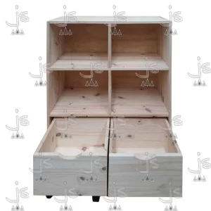 Juguetero de 4 cajones con fondo fabricado en madera de pino macizo por JS Fabrica de muebles fabrica y carpinteria en san fernando