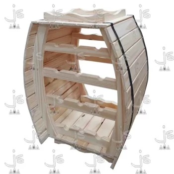 Bodega tonel con capacidad para 12 vinos fabricada en pino macizo por js fabrica de muebles y carpinteria en san fernando
