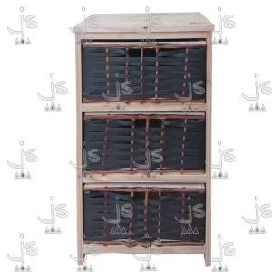 Ordenador organizador varillado de 3 canastos fabricado en madera de pino por js muebles fabrica de muebles y carpinteria mayorista y minorista en san fernando
