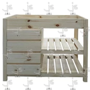 Vanitory sin bacha de 100 cm de ancho con 4 cajones fabricado en madera de pino macizo por JS Fabrica de muebles fabrica y carpinteria en san fernando