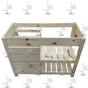 Vanitory sin bacha de 100 cm de ancho con 4 cajones fabricado en madera de pino macizo por JS Fabrica de muebles fabrica y carpinteria en san fernando