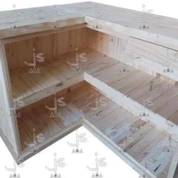 Mostrador varillado en L de 120 de pino fabricado por js fabrica de muebles y carpintería mayorista y minorista en san fernando