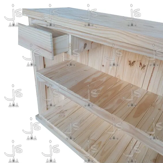 Mostrador varillado recto de 120 de pino fabricado por js fabrica de muebles y carpintería mayorista y minorista en san fernando