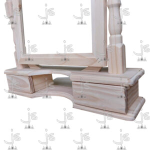 Marco para espejo ovalado patas torneadas con dos cajones hecho de madera de pino. Fabricado por JS. Fábrica de muebles.