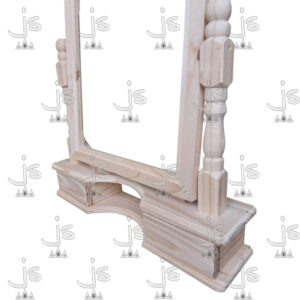 Marco para espejo ovalado patas torneadas con dos cajones hecho de madera de pino. Fabricado por JS. Fábrica de muebles.