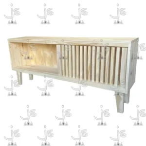 Rack LCD puerta corrediza 120 Fabricado en Pino Macizo por JS Fabrica de Muebles Ubicado en San Fernando
