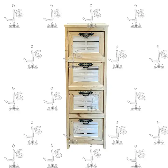 Ordenador de 3 canastos con cajon de madera de pino fabricado por js fabrica de muebles y carpintería mayorista y minorista en san fernando