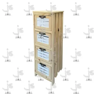 Ordenador de 3 canastos con cajon de madera de pino fabricado por js fabrica de muebles y carpintería mayorista y minorista en san fernando