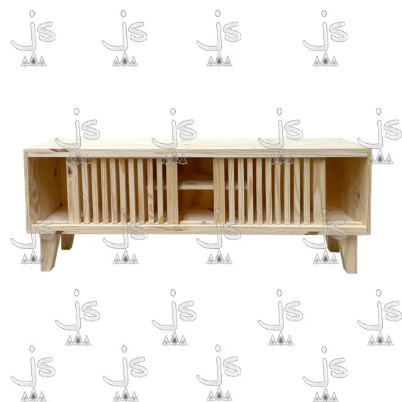 Rack LCD 2 puertas corredizas 140x30x60 Fabricado en Pino Macizo por JS Fabrica de Muebles Ubicado en San Fernando