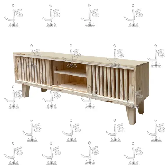 Rack LCD 2 puertas corredizas 140x30x60 Fabricado en Pino Macizo por JS Fabrica de Muebles Ubicado en San Fernando