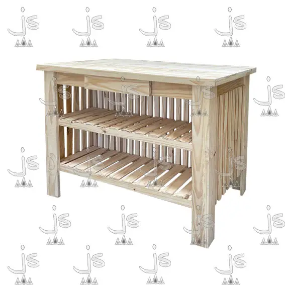 Desayunador Isla Varillada de 120x60 Fabricada en Pino Macizo por JS Fabrica de Muebles Ubicado en San Fernando