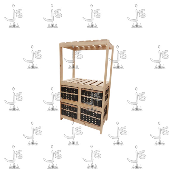 Mesa Microondas Organizador C/Canastos. Fabricada en Pino Macizo por JS Fabrica de Muebles Ubicado en San Fernando
