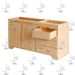 Bajo mesada de 120 con correderas metalicas fabricado en madera de pino por js muebles diseños en pino.