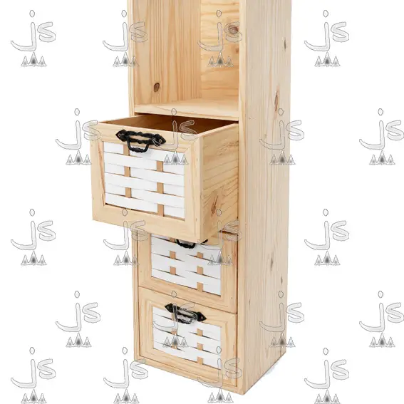 BIBLIOTECA CANVARY MULTIUSO CON CANASTOS FABRICADO EN MADERA DE PINO MACIZO POR JS DISEÑOS EN PINO CARPINTERIA Y MUEBLERIA EN SAN FERNANDO ZONA NORTE