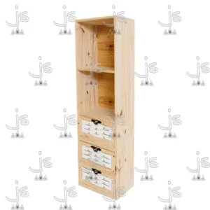 BIBLIOTECA CANVARY MULTIUSO CON CANASTOS FABRICADO EN MADERA DE PINO MACIZO POR JS DISEÑOS EN PINO CARPINTERIA Y MUEBLERIA EN SAN FERNANDO ZONA NORTE